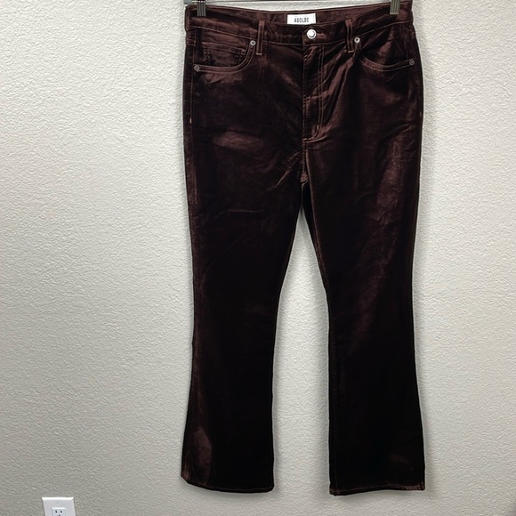 New Agolde Nico High Rise Slim Boot Pants in Chocolate Milk Velvet Sz 30 - Picture 4 of 14
